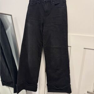 Black Flare Wide Leg Jeans with High Waist